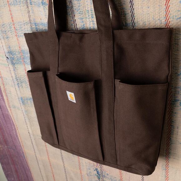 Upcycled handmade brown carhartt canvas tote bag - Picture 4 of 7